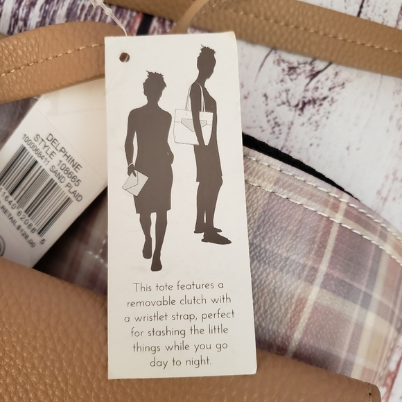 Elliot Lucca Delphine 2 in 1 Tote Sand Plaid - Picture 10 of 12